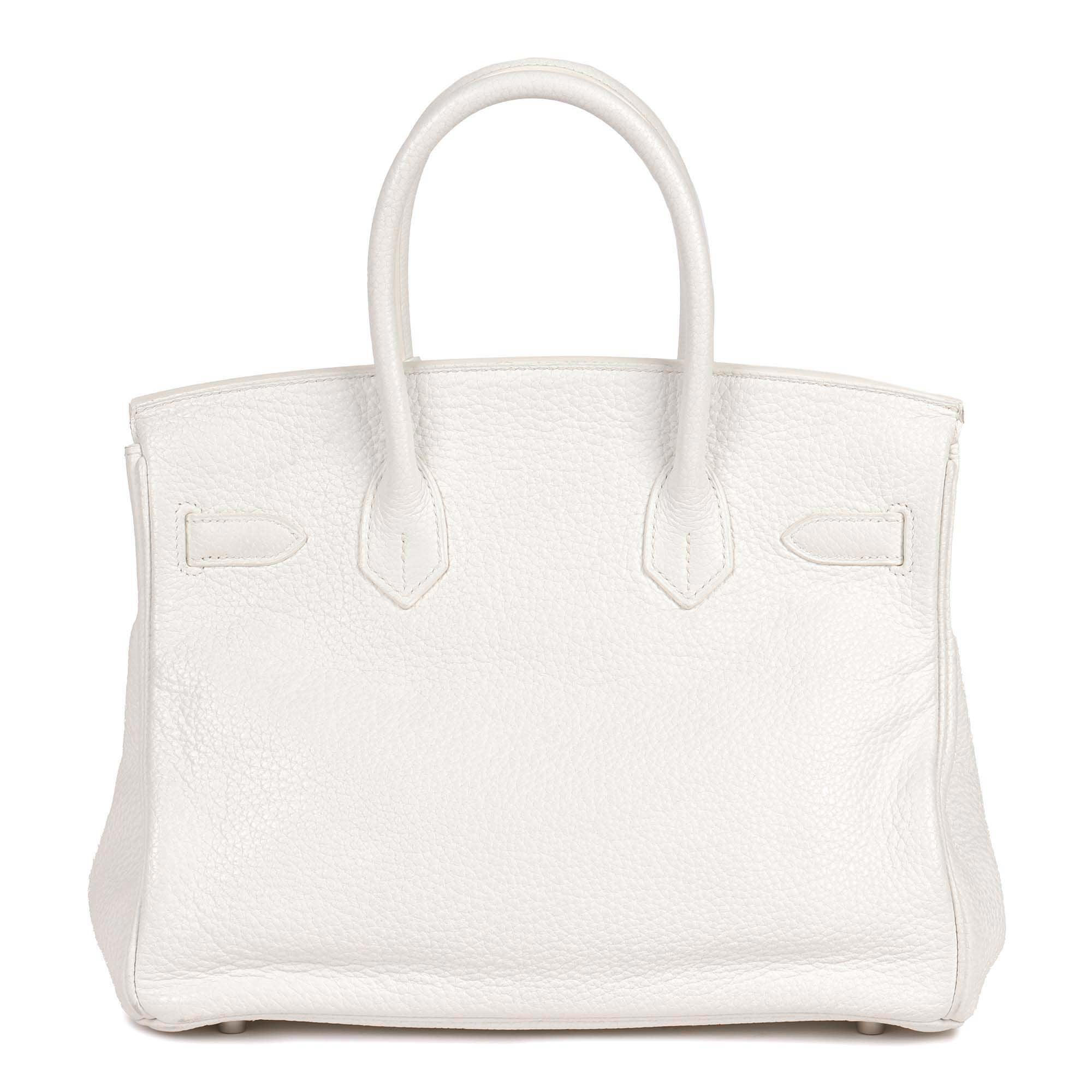 HMS White Clemence Leather Birkin 30cm Retourne Tote