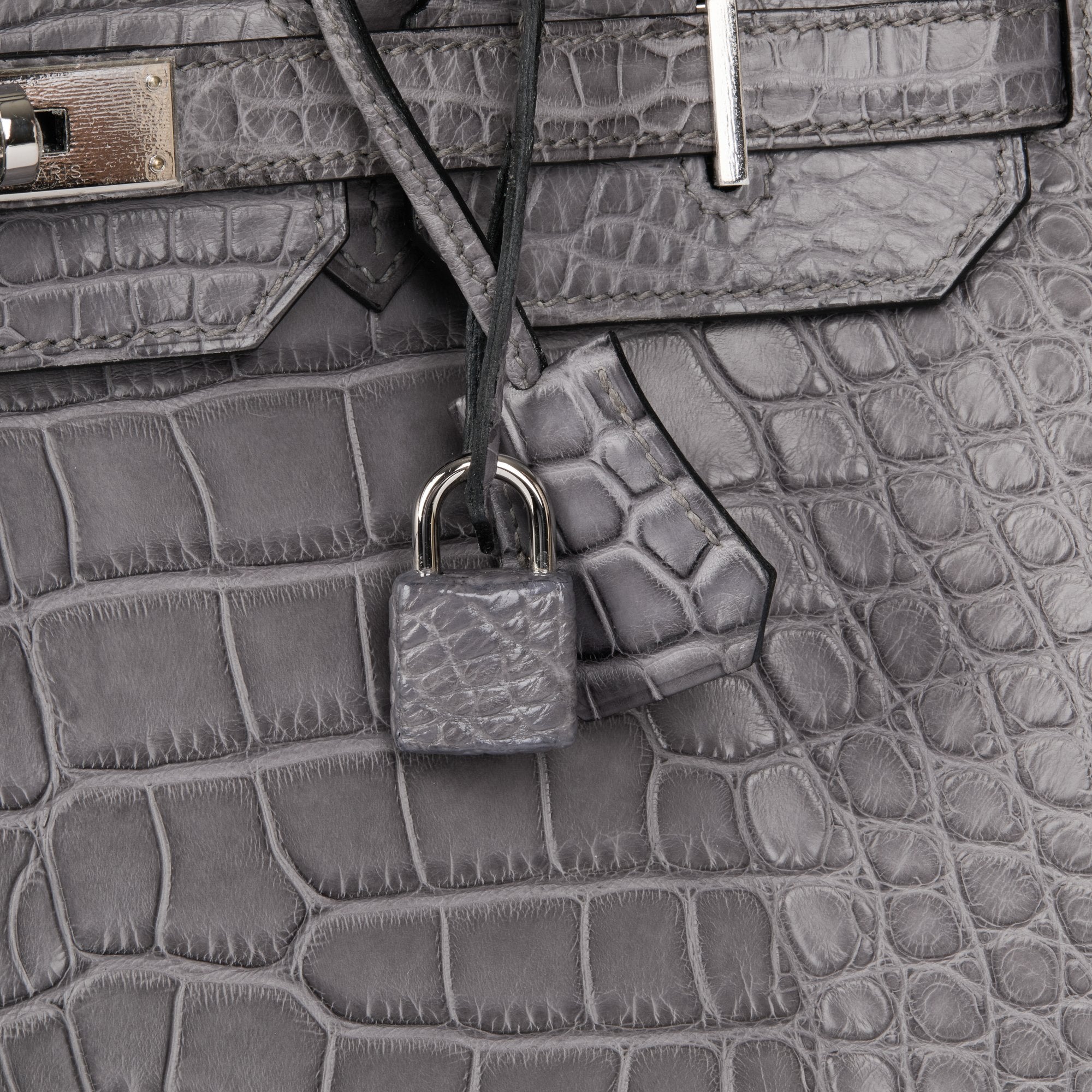HMS Gris Paris Matte Alligator Leather Birkin 35cm Retourne Tote