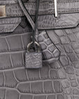 HMS Gris Paris Matte Alligator Leather Birkin 35cm Retourne Tote