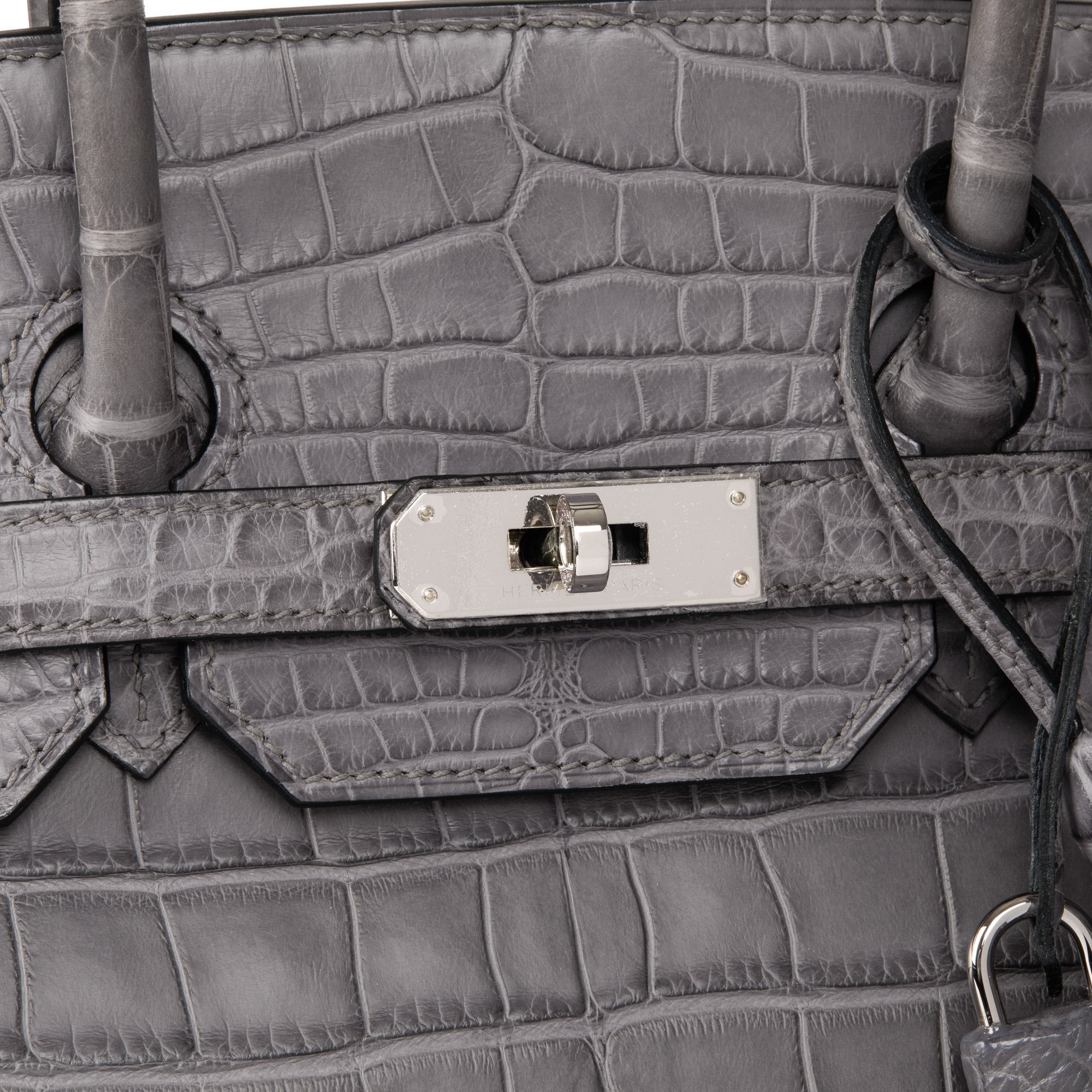 HMS Gris Paris Matte Alligator Leather Birkin 35cm Retourne Tote
