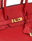 HMS Vermillion Clemence Leather Birkin 35cm Retourne Tote