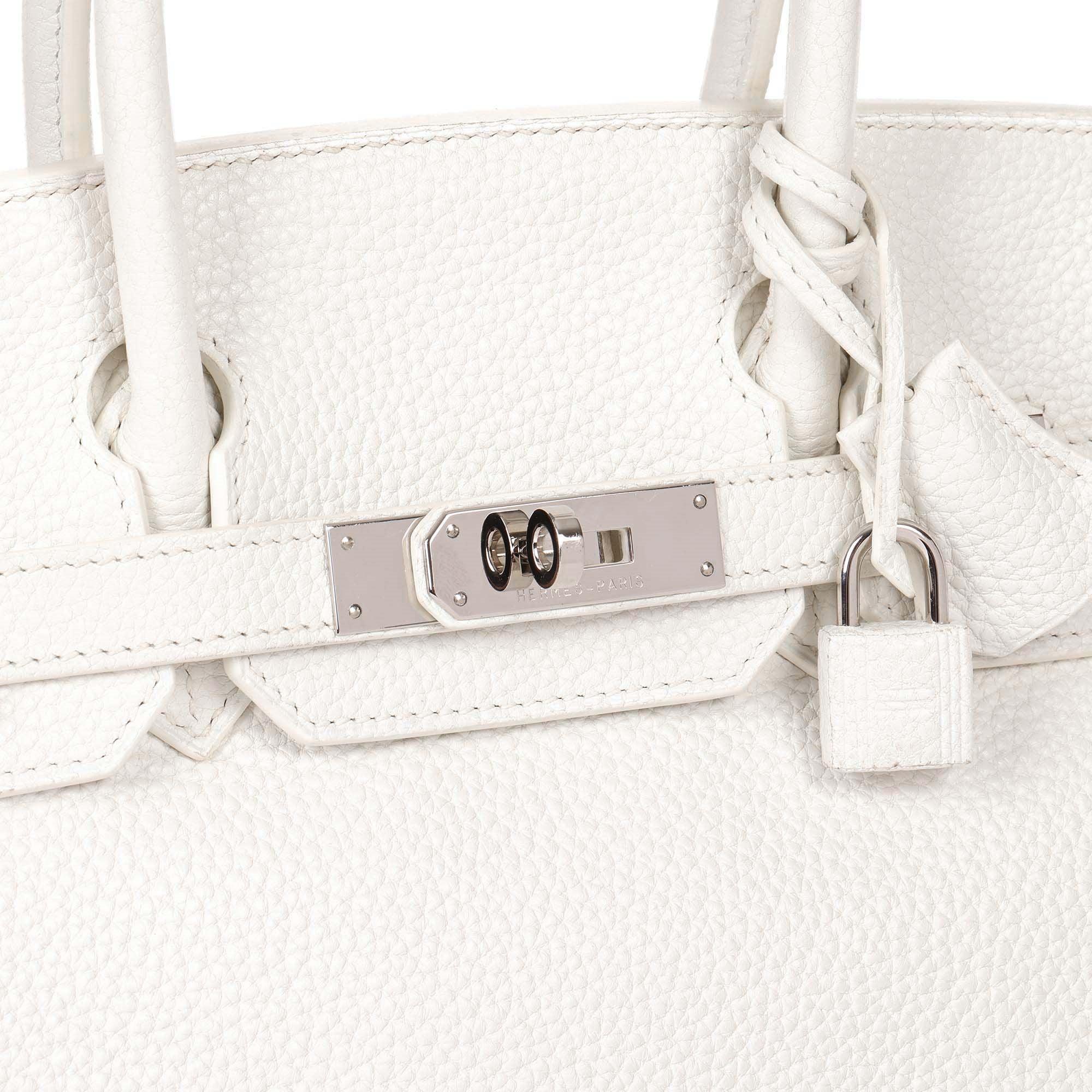 HMS White Clemence Leather Birkin 30cm Retourne Tote