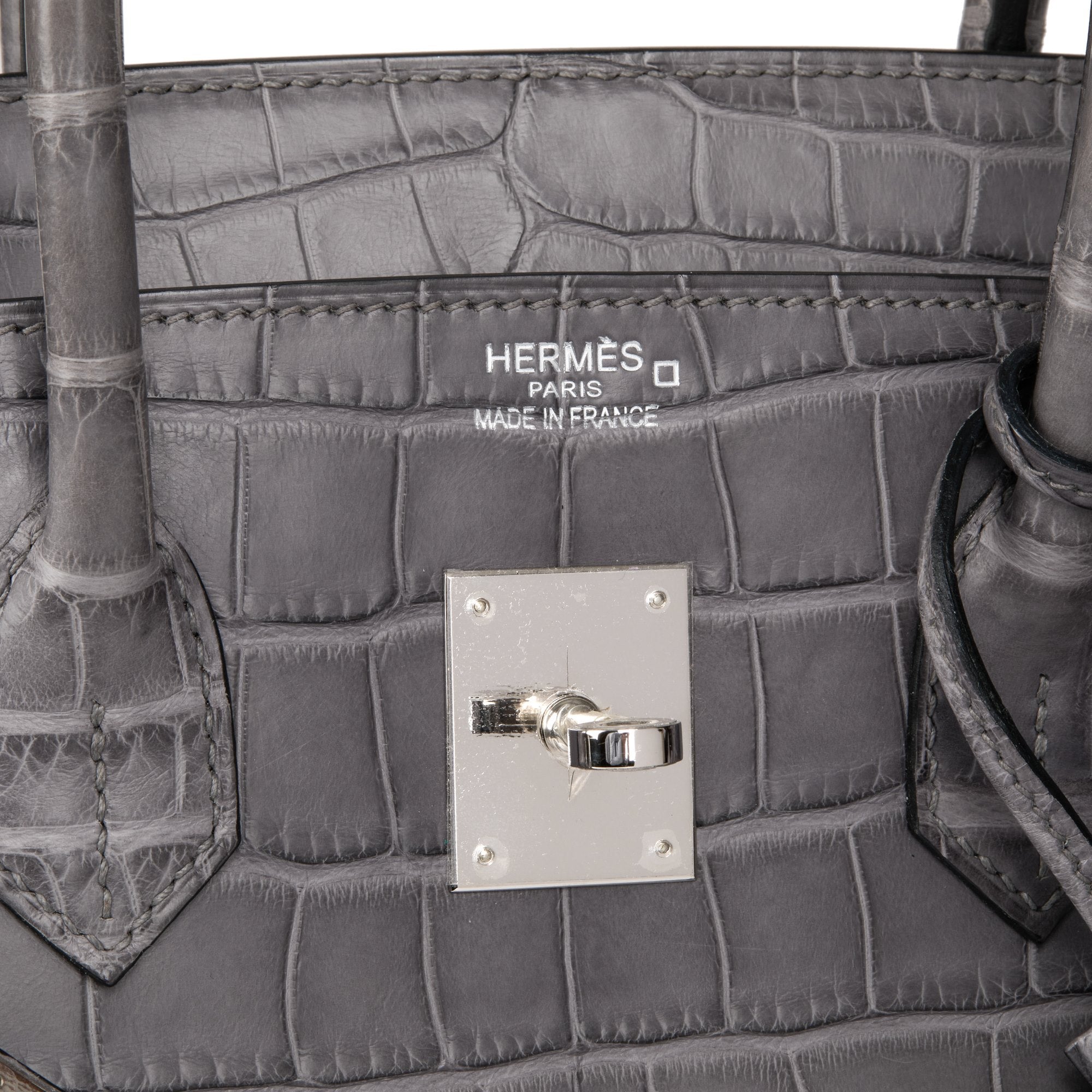 HMS Gris Paris Matte Alligator Leather Birkin 35cm Retourne Tote