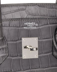 HMS Gris Paris Matte Alligator Leather Birkin 35cm Retourne Tote