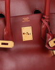HMS Rouge Vif Box Calf Leather Vintage Birkin 35cm Retourne Tote