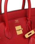 HMS Vermillion Clemence Leather Birkin 35cm Retourne Tote