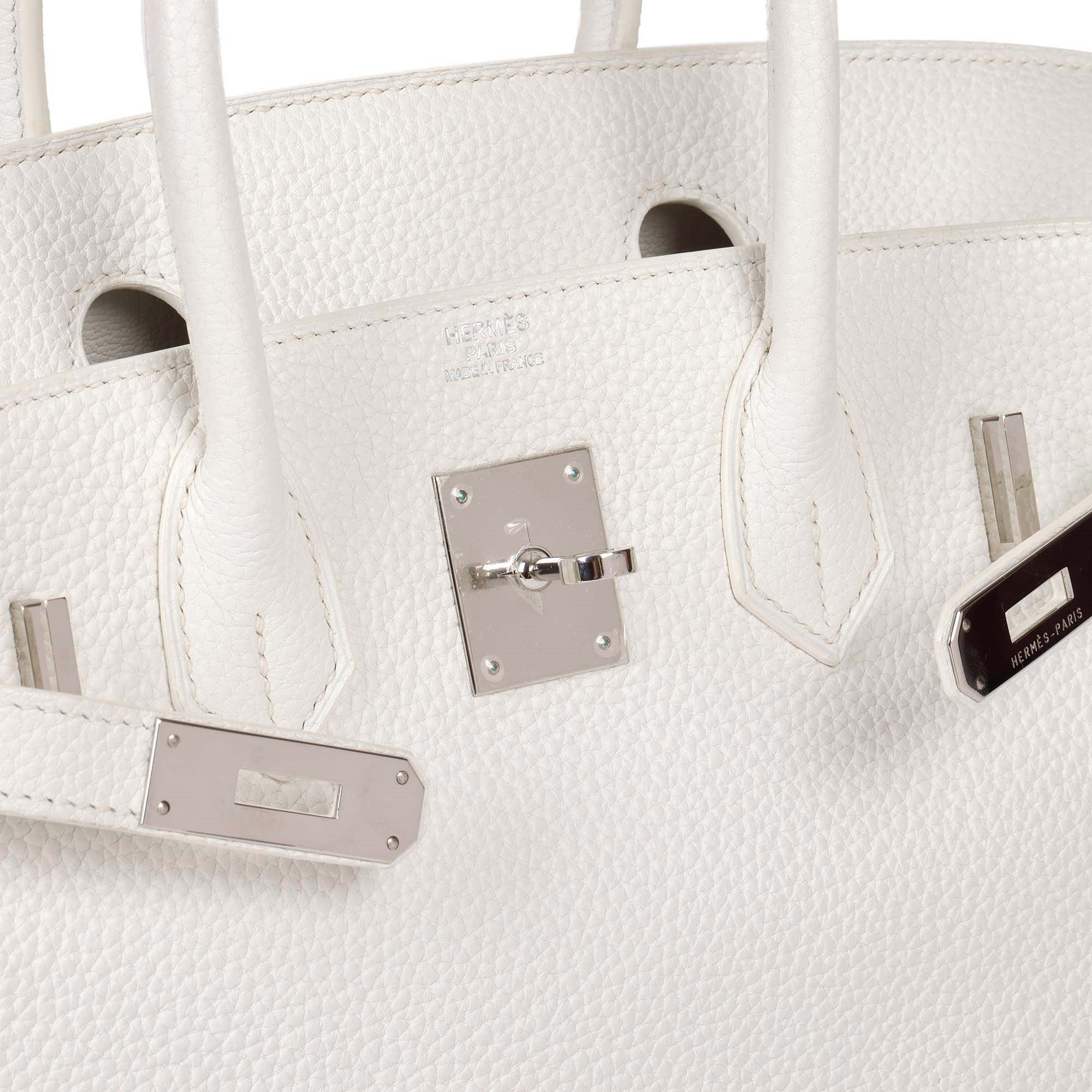 HMS White Clemence Leather Birkin 30cm Retourne Tote