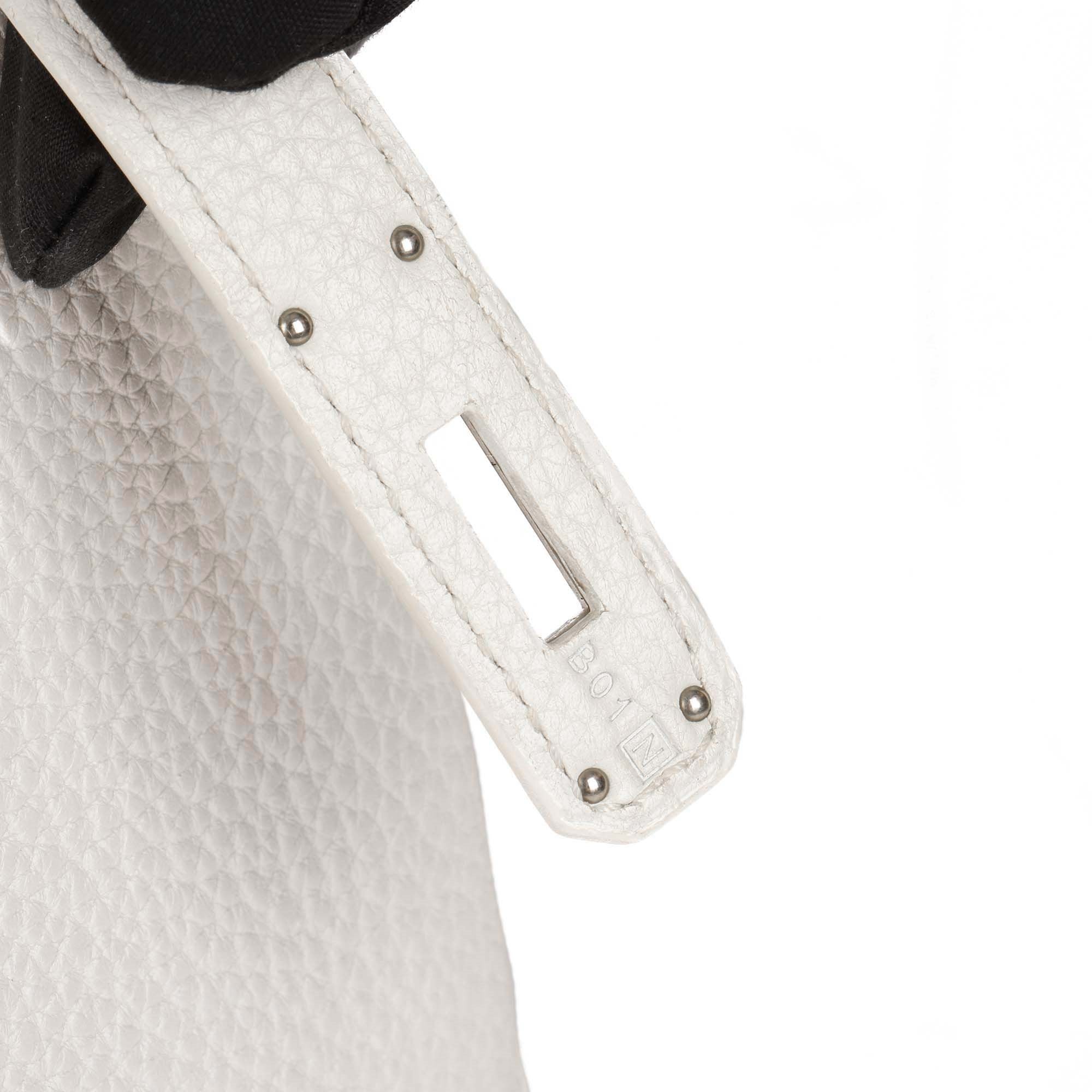 HMS White Clemence Leather Birkin 30cm Retourne Tote