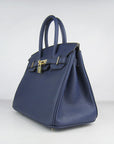 HMS Birkin 30cm Togo Leather Handbags Dark Blue Golden
