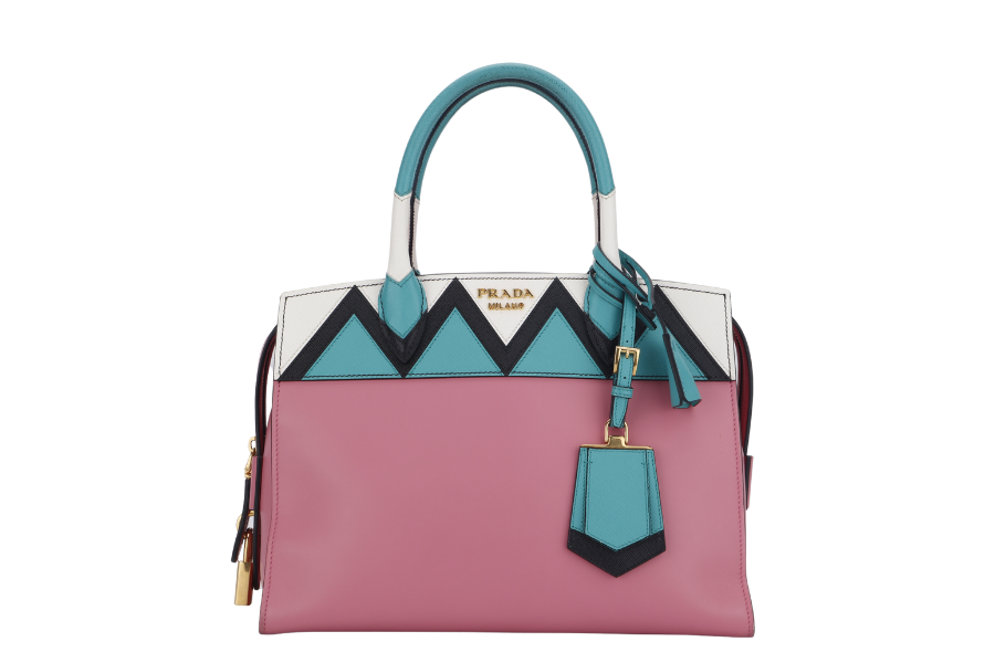 PRD ESPLANADE 2WAY HANDBAG BEGONIA+GIAD CITY CALF SAFFIANO (1BA046) GOLD HARDWARE WITH CARD AND DUST COVER