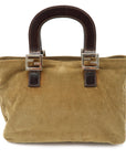 FNDI Corduroy Leather Hand Bag Tote Bag Brown 26693