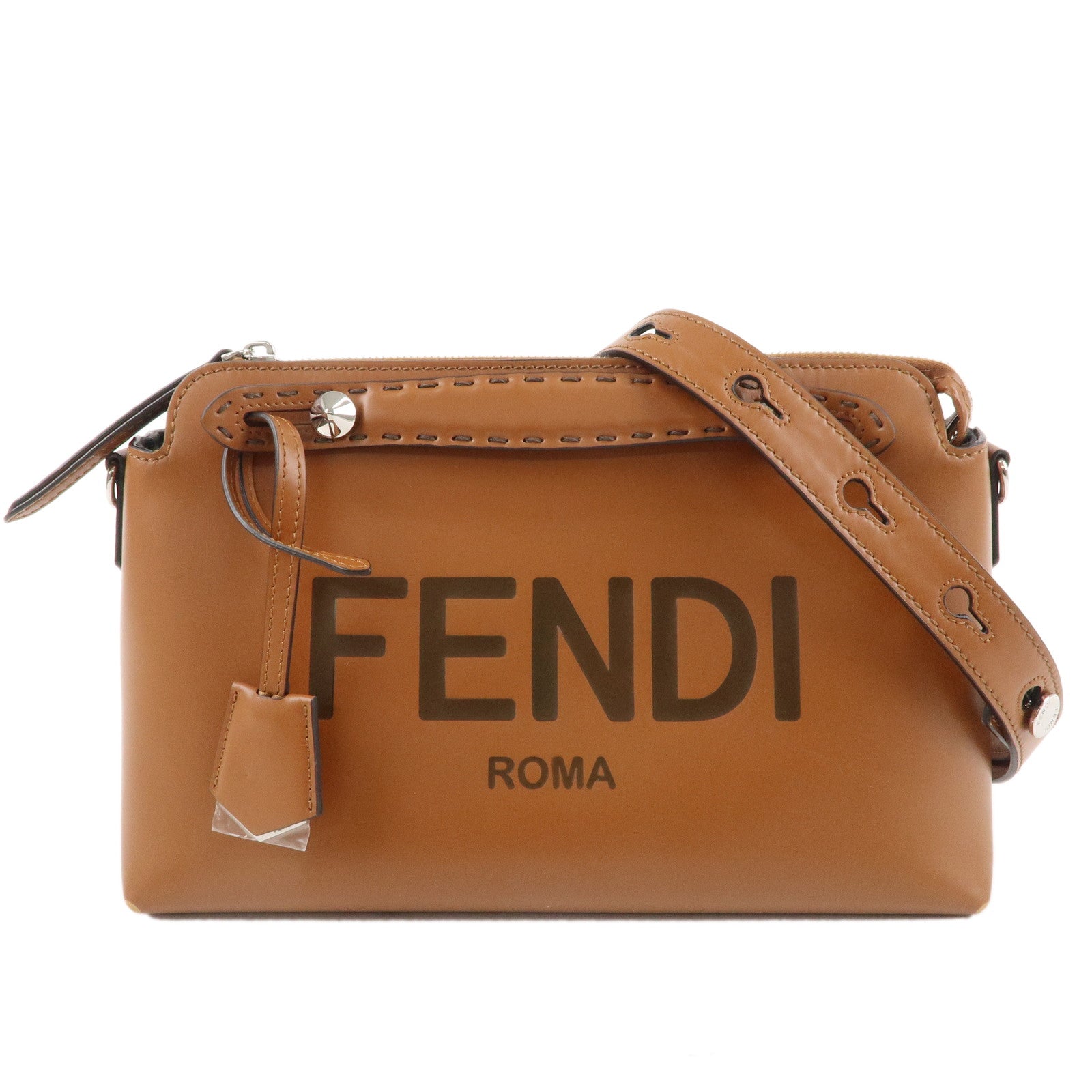 FNDI By The Way Medium Leather 2Way Bag Hand Bag Brown 8BL146
