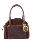 Christian D1OR Cannage Suede Leather Hand Bag Brown