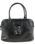 FNDI FF Logo Leather Hand Bag Silver HDW Black 15563