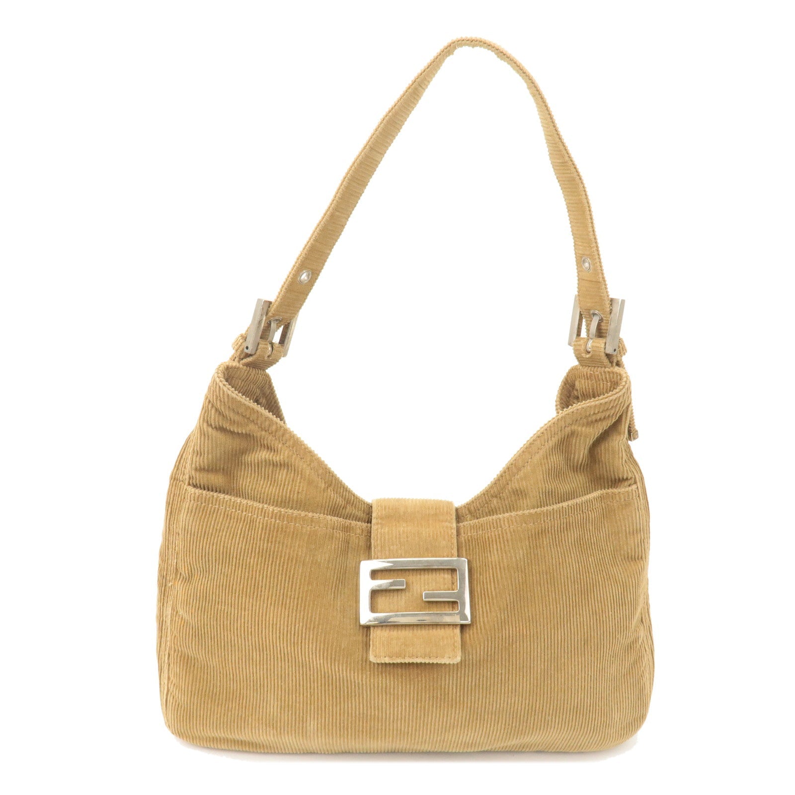 FNDI Corduroy Shoulder Bag Hand Bag Brown 26569