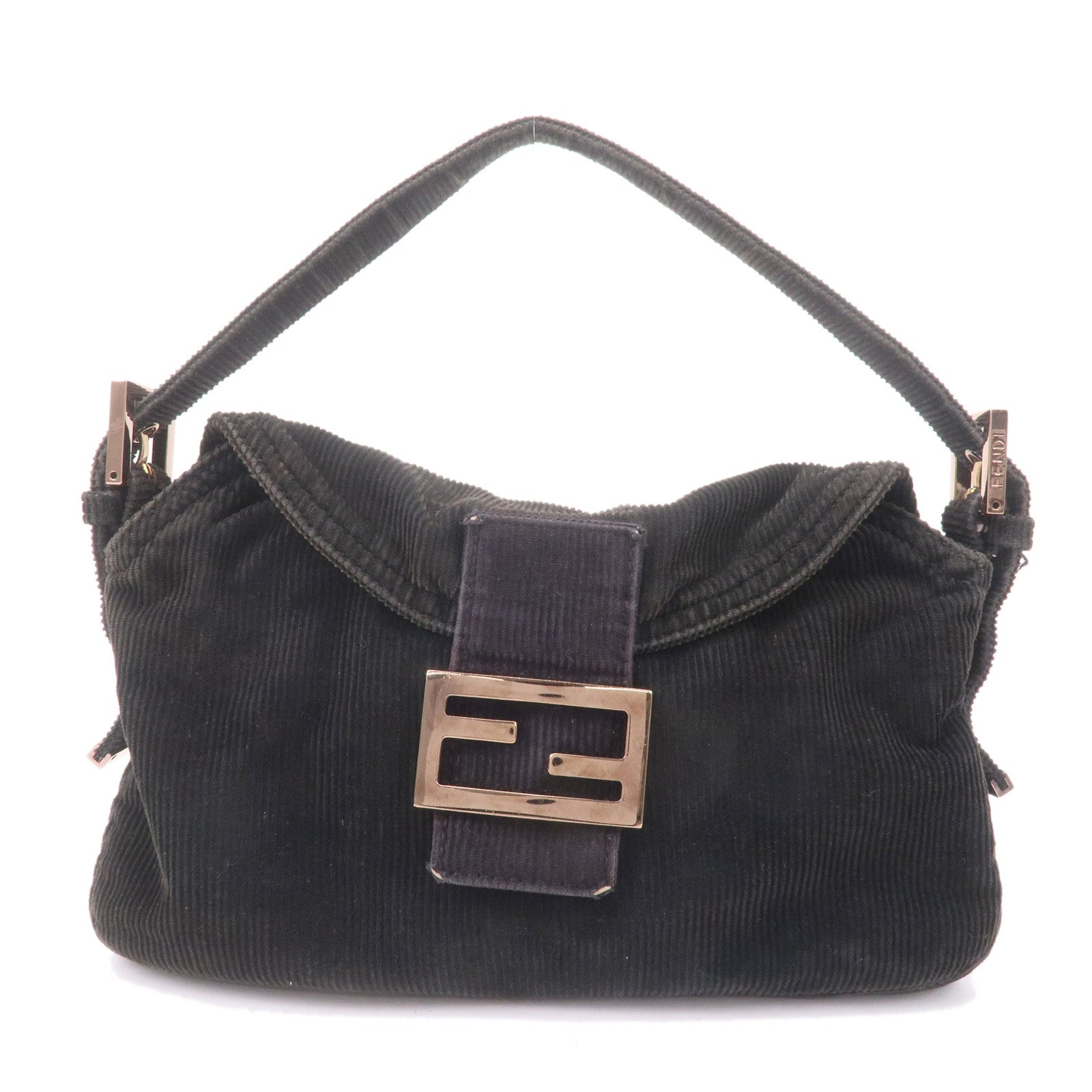 FNDI Corduroy Shoulder Bag Hand Bag Black