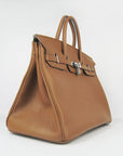 HMS Birkin 35cm Togo Leather Handbags 6099 Light Coffee Silve