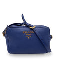 PRD Blue Vitello Phenix Leather Crossbody Messenger Camera Bag