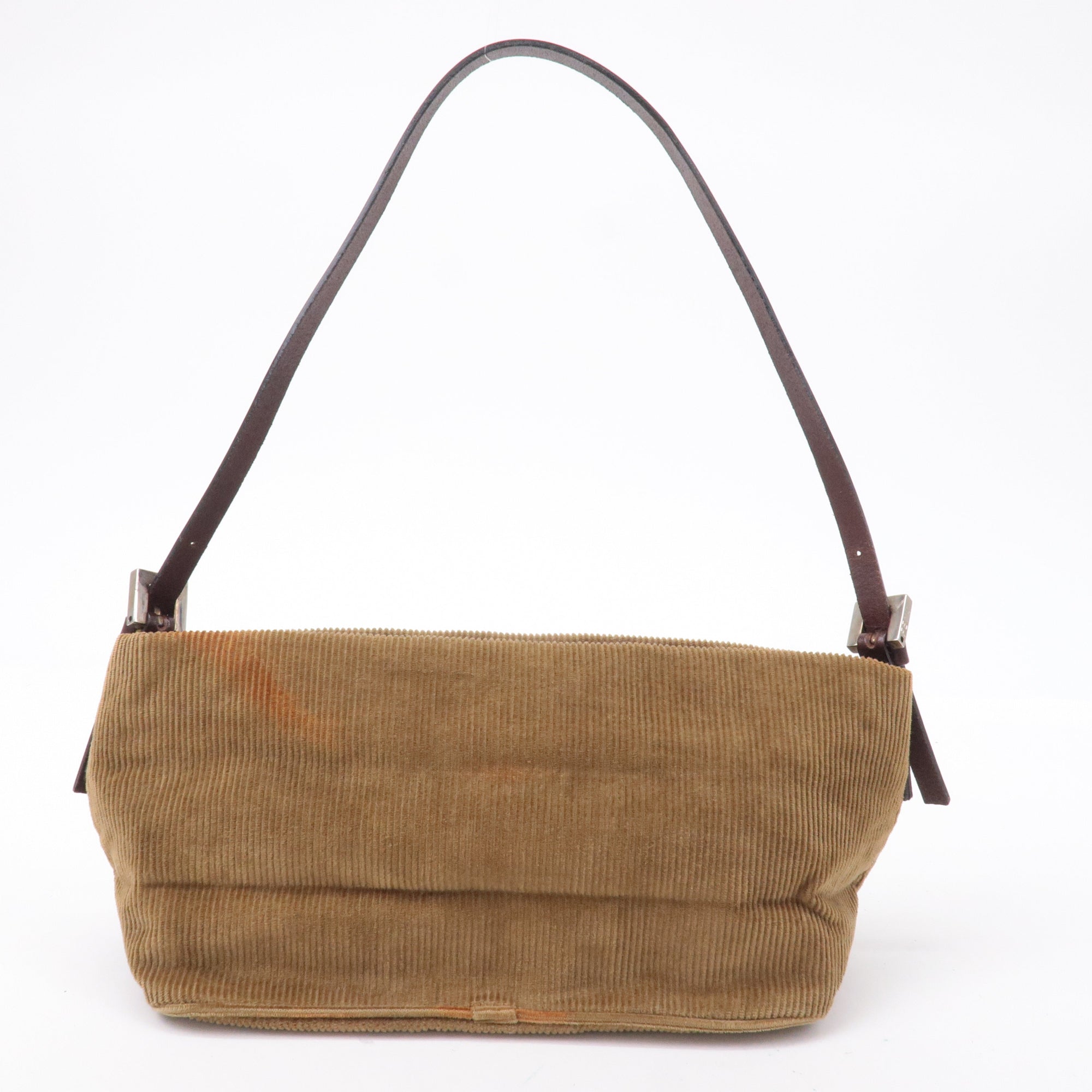 FNDI Corduroy Leather Shoulder Bag Hand Bag Brown 26636