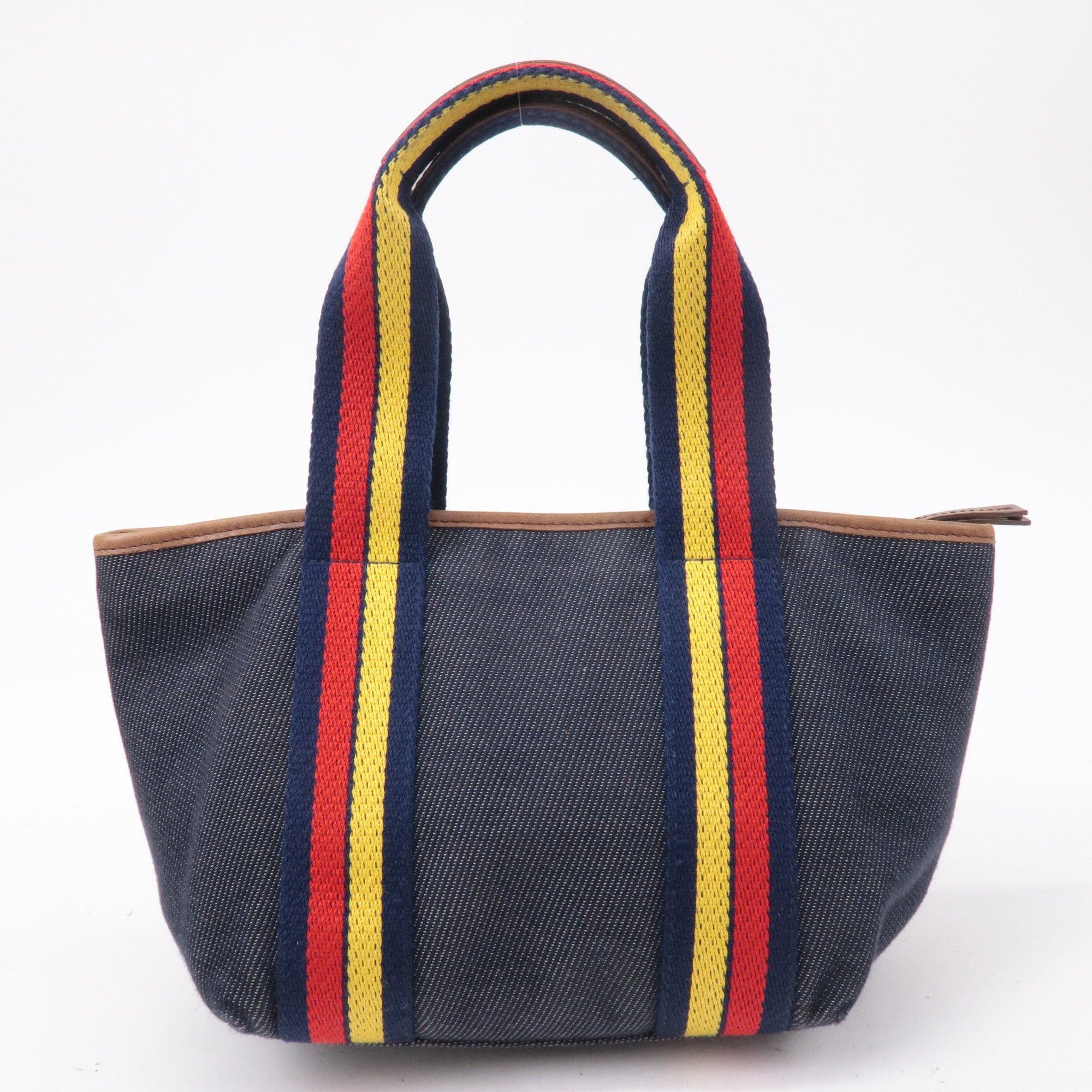 FNDI Denim Leather Hand bag Multi Color Navy 7VA165