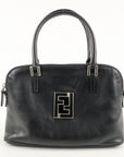 FNDI FF Logo Leather Hand Bag Silver HDW Black 15563