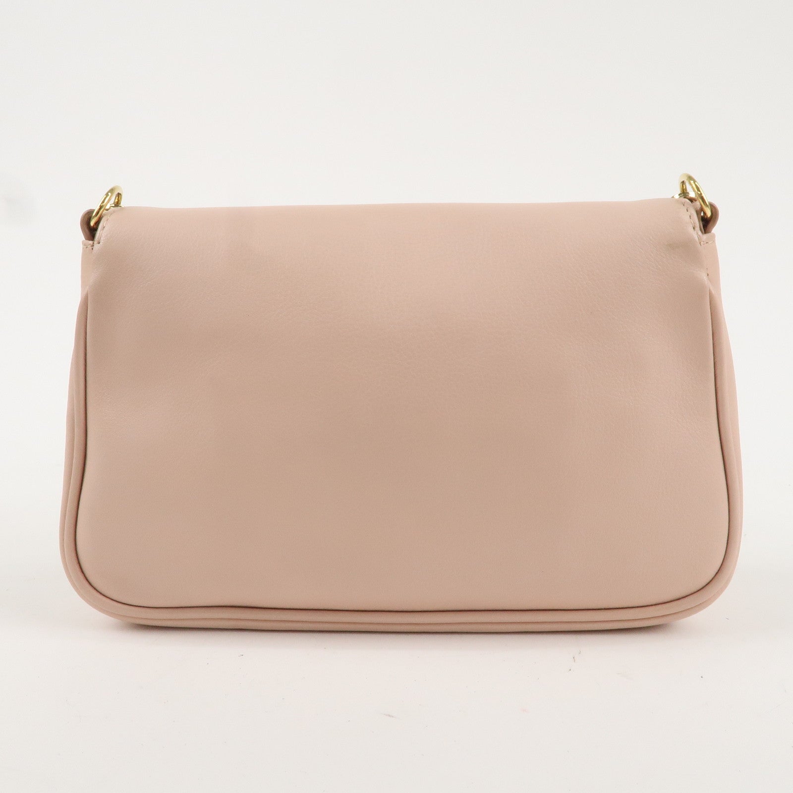 FNDI Leather Chain Shoulder Bag Purse PInk Beige 8M0276
