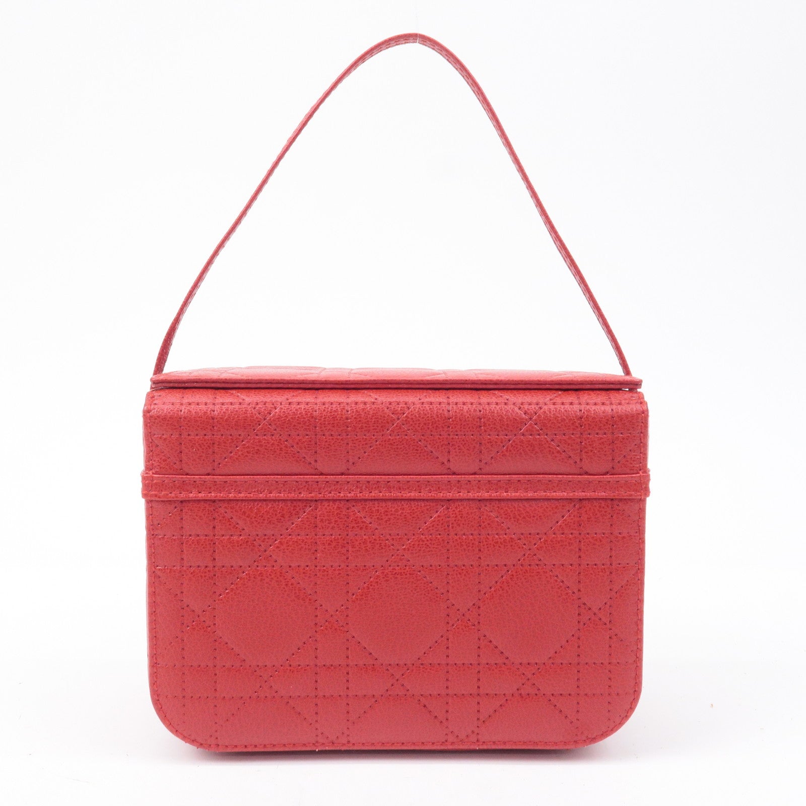 Christian D1OR Cannage Leather Vanity Bag Hand Bag Red