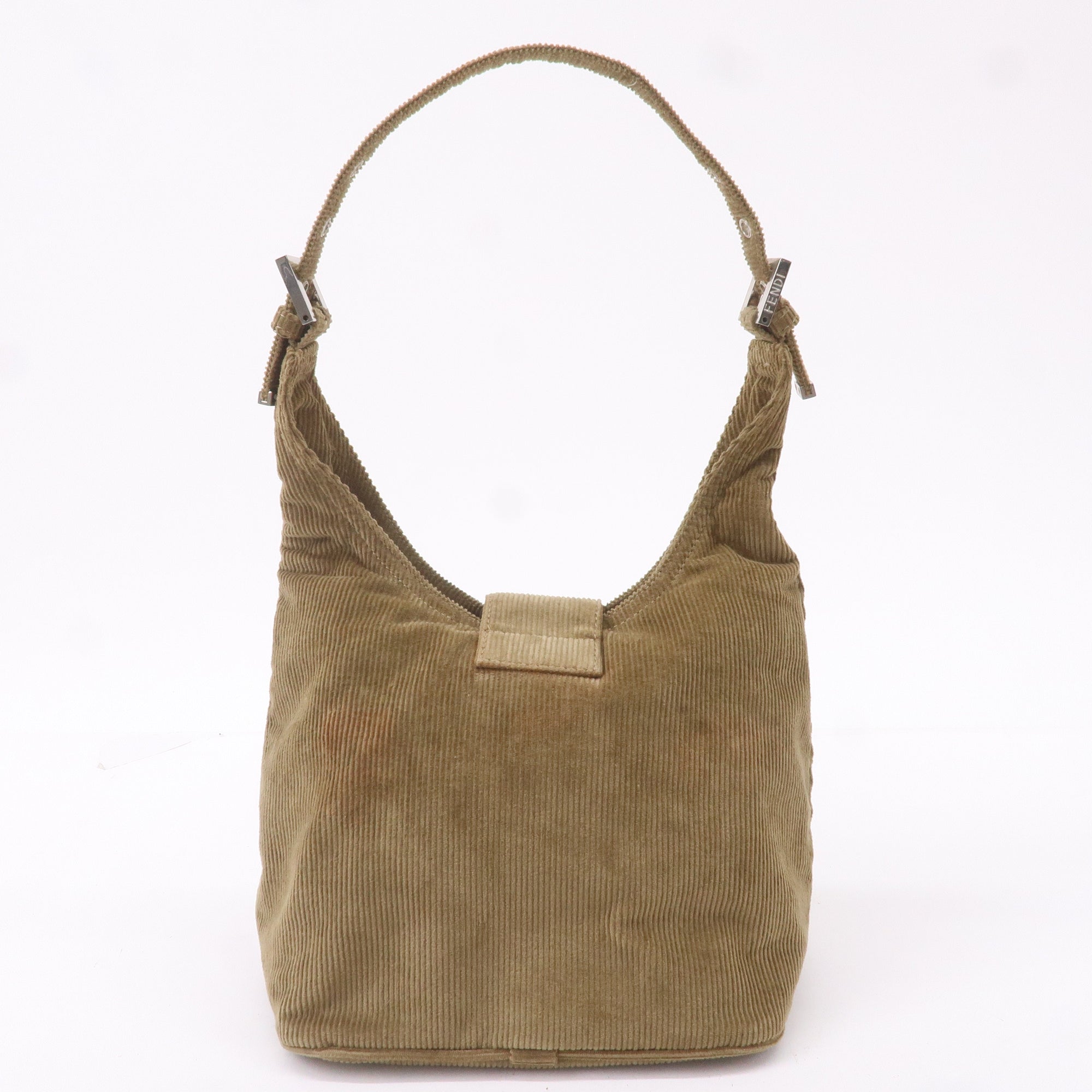 FNDI Corduroy Shoulder Bag Hand Bag Khaki Brown