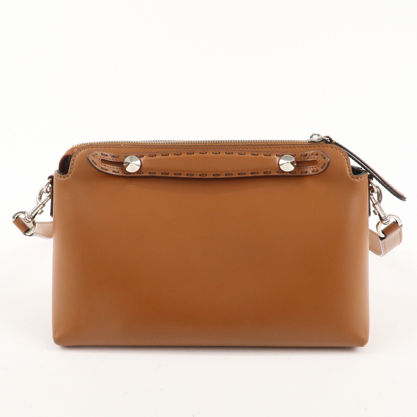 FNDI By The Way Medium Leather 2Way Bag Hand Bag Brown 8BL146