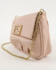 FNDI Leather Chain Shoulder Bag Purse PInk Beige 8M0276
