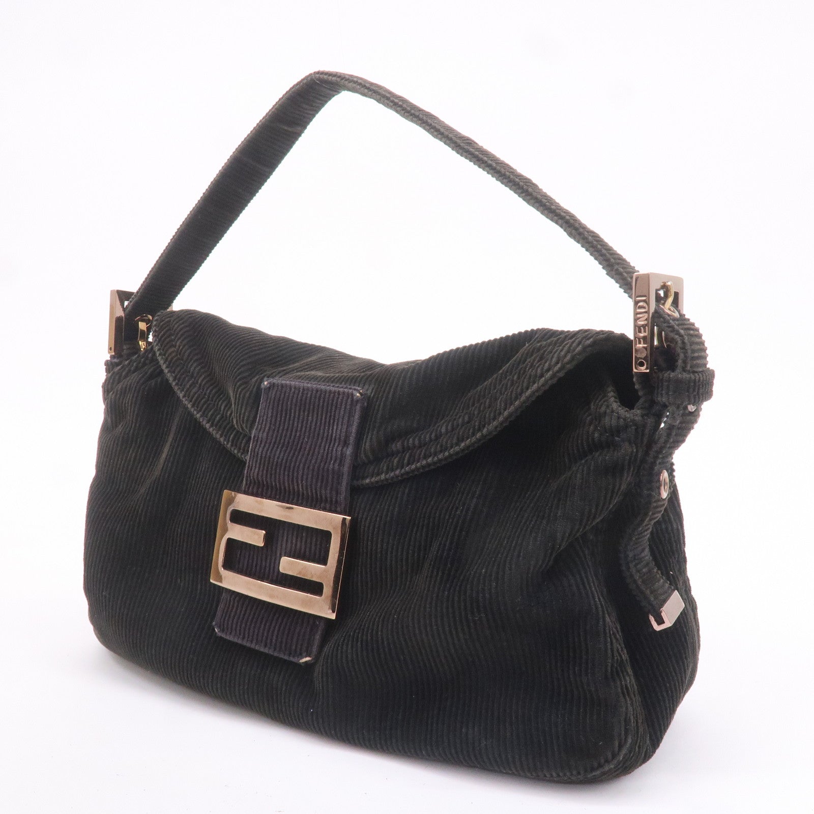 FNDI Corduroy Shoulder Bag Hand Bag Black