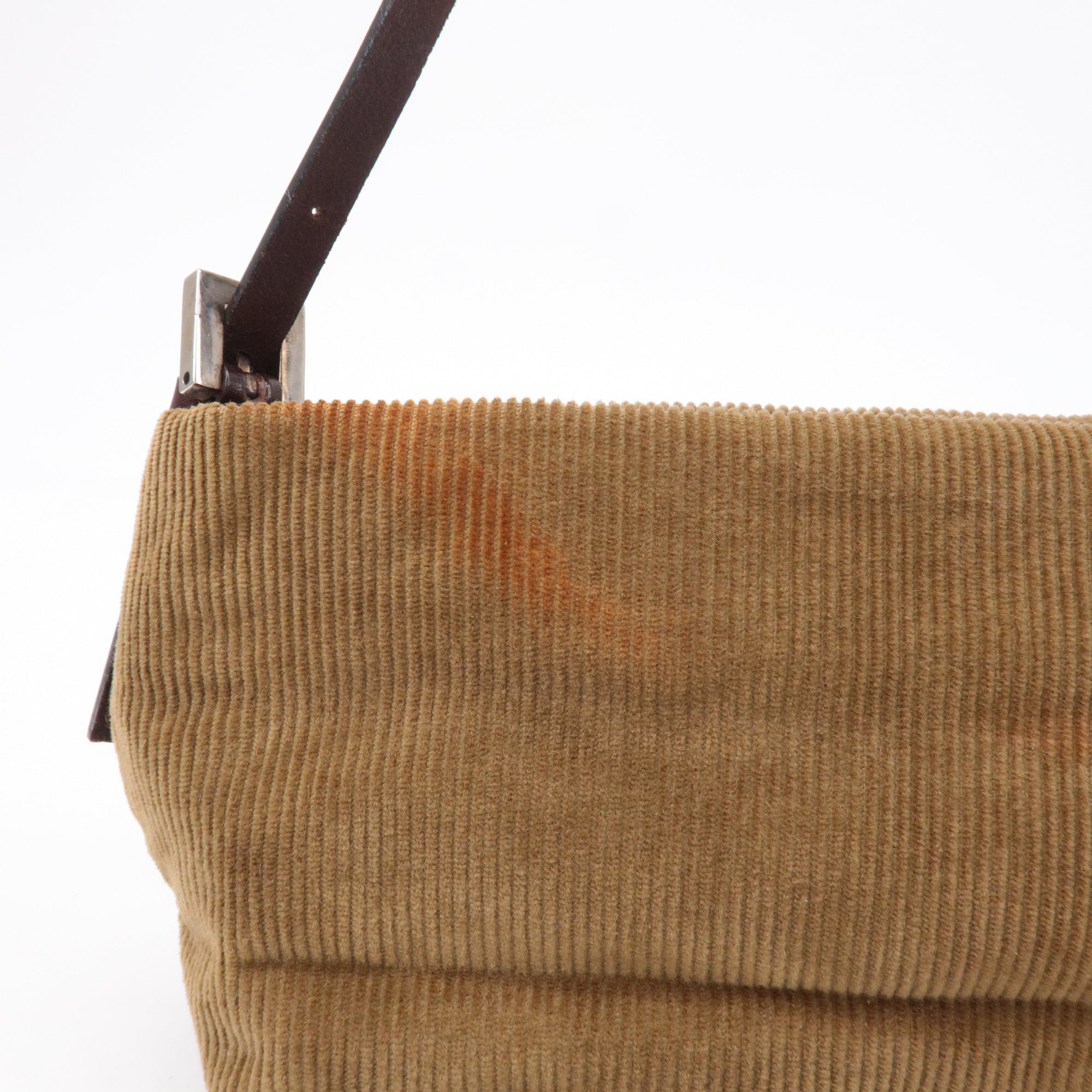 FNDI Corduroy Leather Shoulder Bag Hand Bag Brown 26636