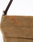 FNDI Corduroy Leather Shoulder Bag Hand Bag Brown 26636
