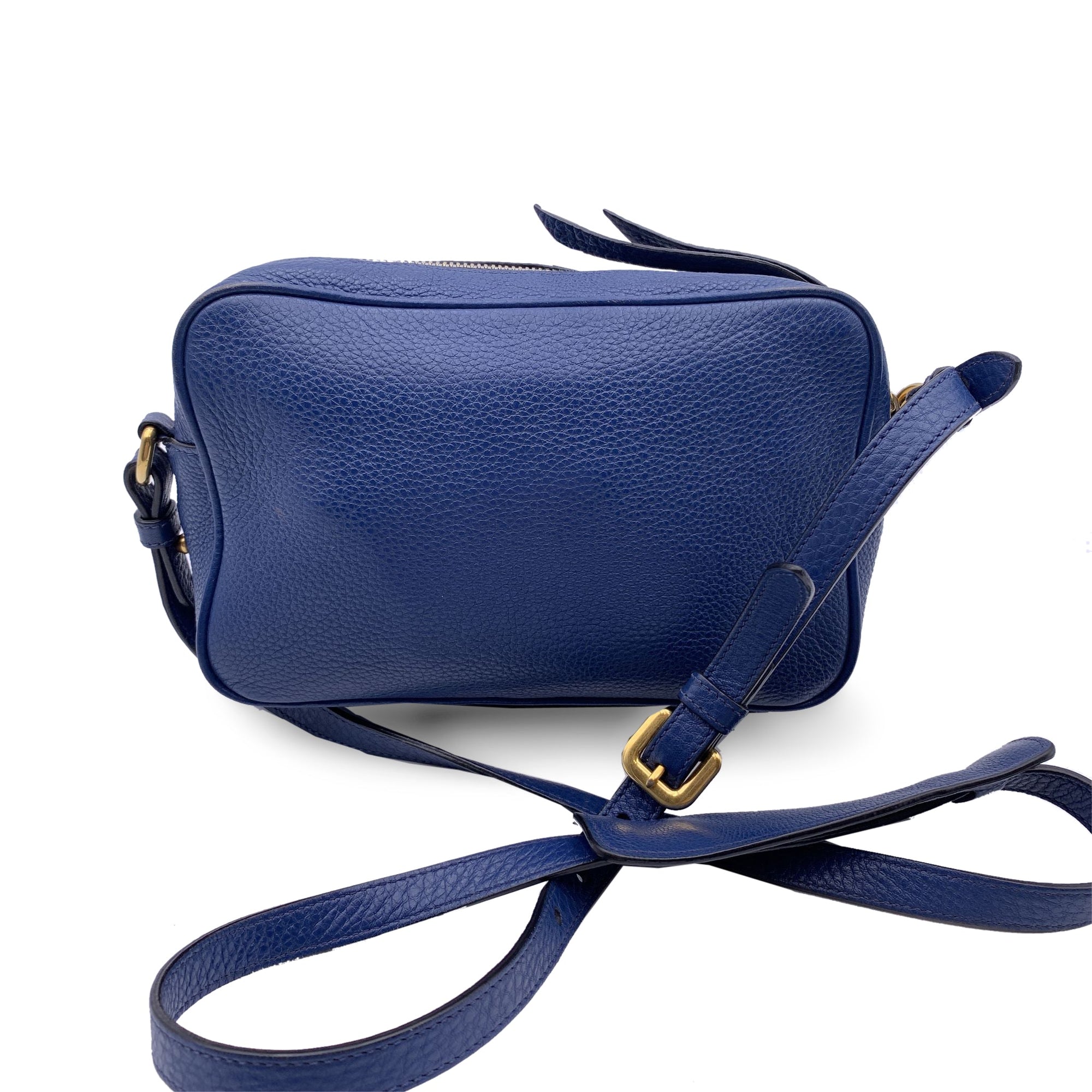 PRD Blue Vitello Phenix Leather Crossbody Messenger Camera Bag