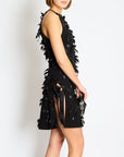 *RARE* CH 23/S Black Mini Dress with Bow Details and Crystal Logo Embellishments Size FR 34 (UK 6)