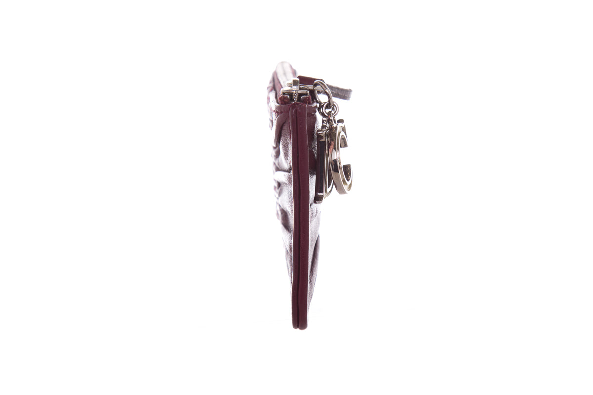 Christian D1OR Burgundy Charm Key Chain Wallet