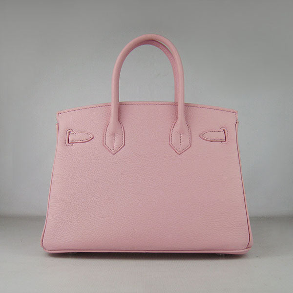 HMS Birkin 30cm Togo Leather Handbags Pink Silver