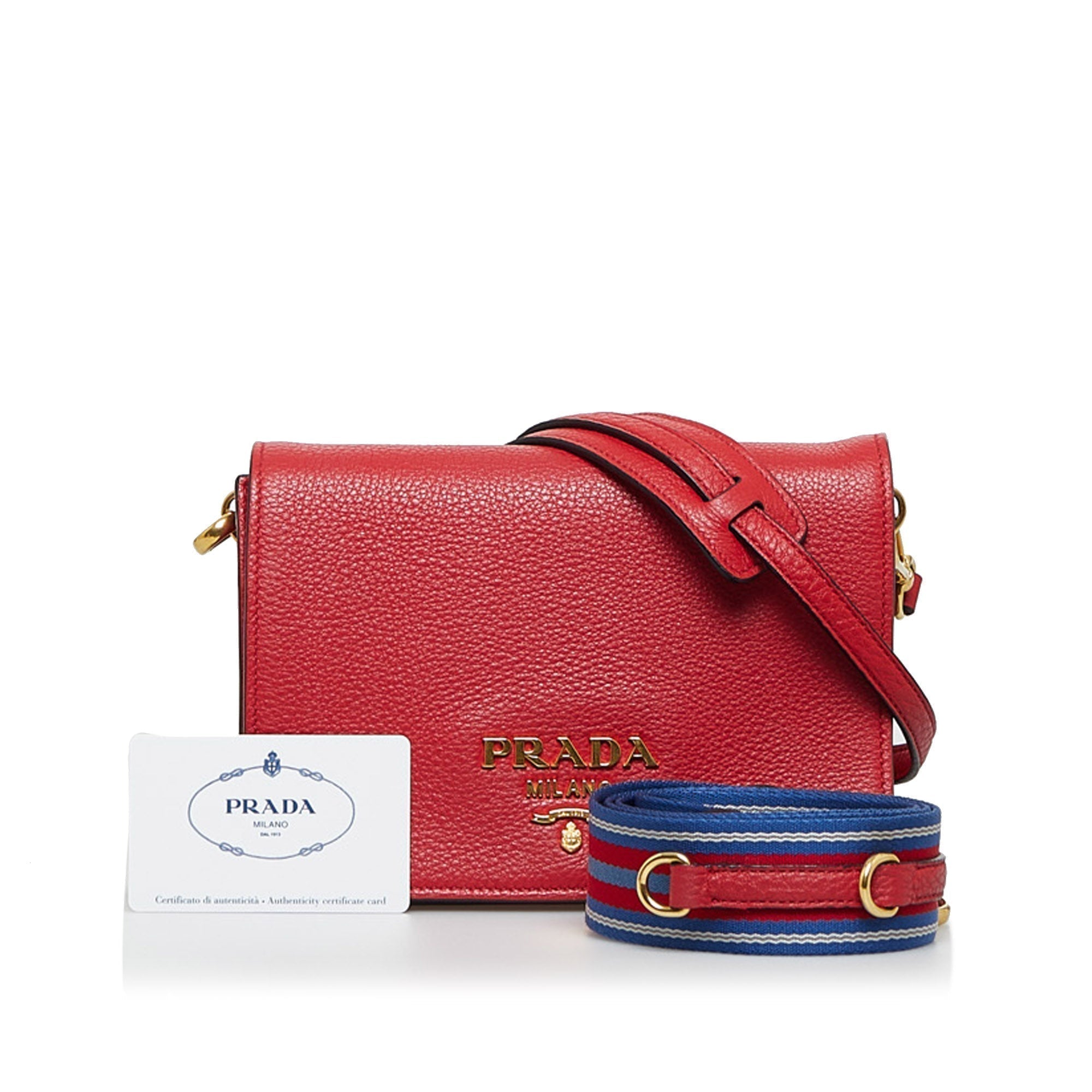 PRD Crossbody Bag Small Red Vitello Daino Gold
