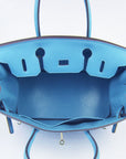 HMS Birkin 30cm Togo Leather Handbags Light Blue Golden