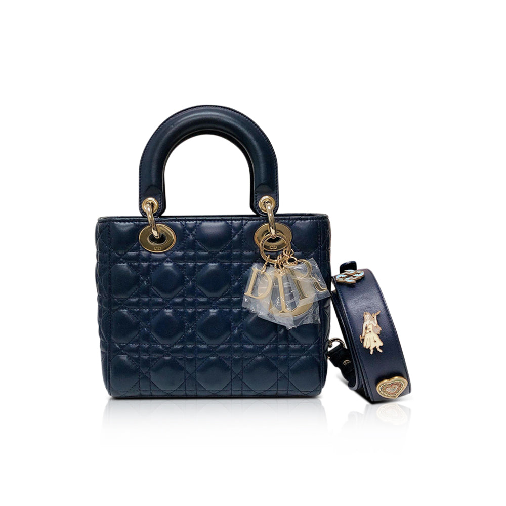 Cannage Lambskin Lucky Badges My Lady D1OR Blue