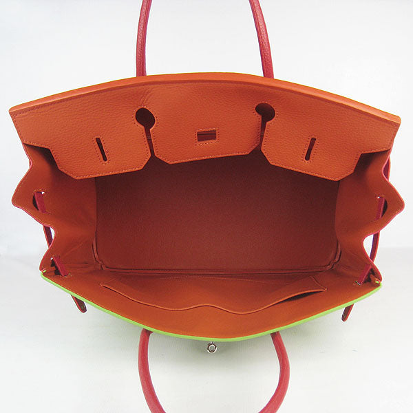 HMS Birkin 35cm Togo Leather Handbags 6099 Red/Orange/Green S