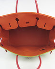 HMS Birkin 35cm Togo Leather Handbags 6099 Red/Orange/Green S