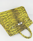 HMS Birkin 30cm Lizard Pattern Handbag 6088 Yellow/Silver