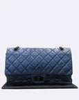 A37587 Metallic Blue Vintage 2 55 Old Large Gold Chain Shoulder Bag CH