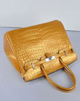 HMS Birkin 35cm 6089 New Golden Crocodile Vein Handbags Silver