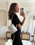 *RARE* CH Metallic Silver Vintage Mini Duma Backpack Bag in Lambskin Leather with 24K Gold Hardware