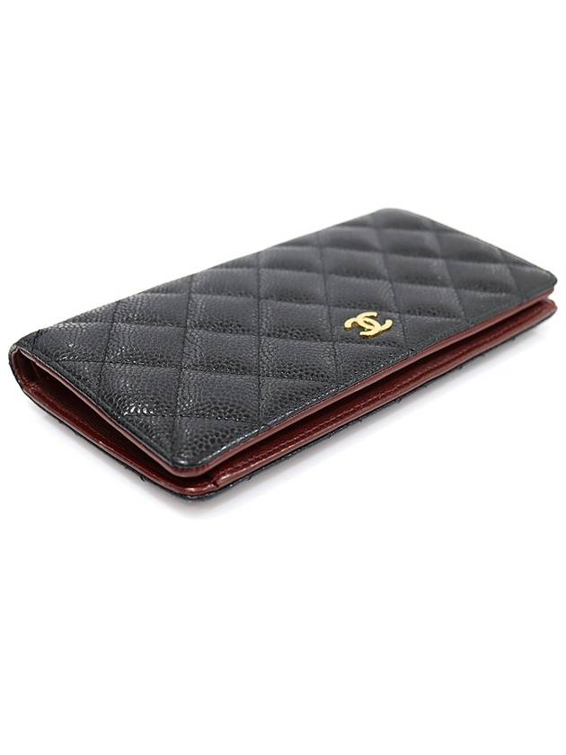 A31509 Black caviar gold classic long flap wallet 16th CH