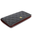A31509 Black caviar gold classic long flap wallet 16th CH