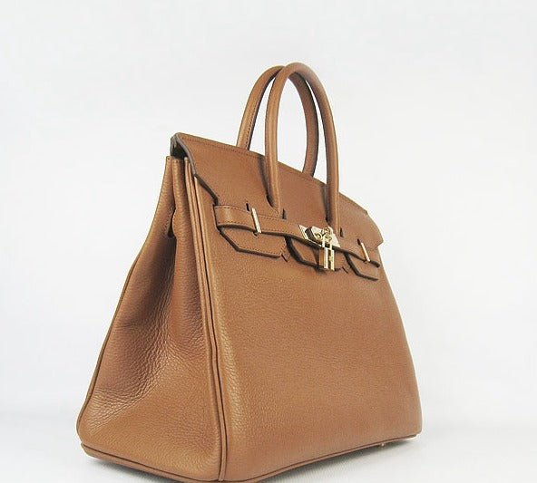 HMS Birkin 35cm Togo Leather Handbags Light Coffee Golden
