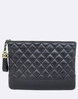 A84287 Black Vintage Leather Quilted Gabriel New Medium Clutch Bag CH